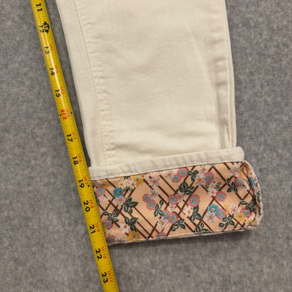 NWT Matilda Jane Womens White Floral Cuffed Denim Jeans Size 8 Straight Leg - Picture 5 of 12
